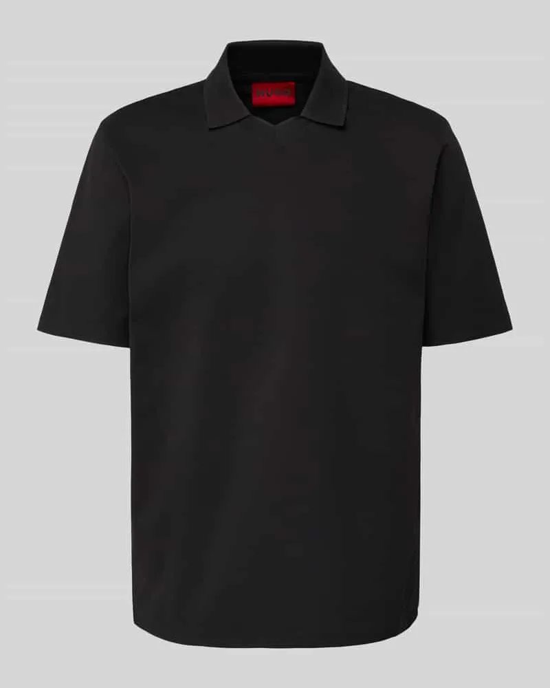 HUGO BOSS Poloshirt mit V-Ausschnitt Modell 'Dimersve Black