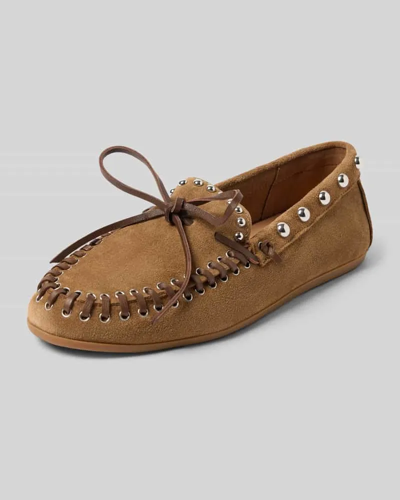 Inuovo Loafer aus echtem Leder mit Nietenbesatz Beige