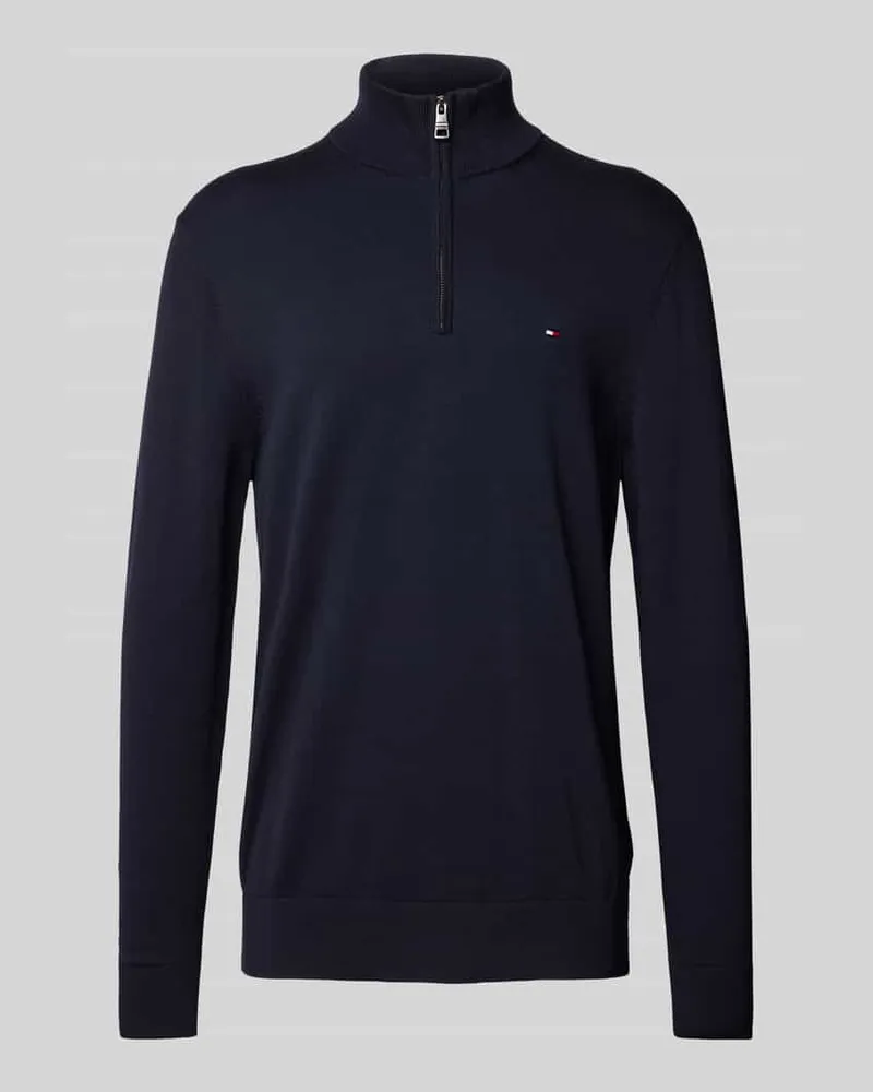 Tommy Hilfiger Regular Fit Strickpullover mit Stehkragen Marine