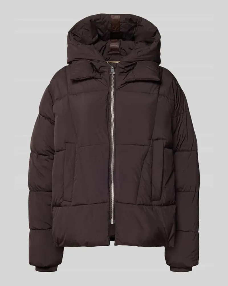 Smith & Soul Steppjacke mit Kapuze und Reißverschluss Dunkelbraun