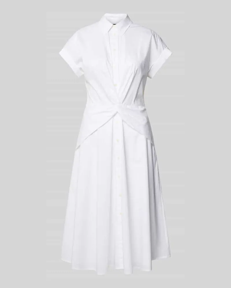 Ralph Lauren Hemdblusenkleid mit Knotendetail Modell 'CIAN Weiss