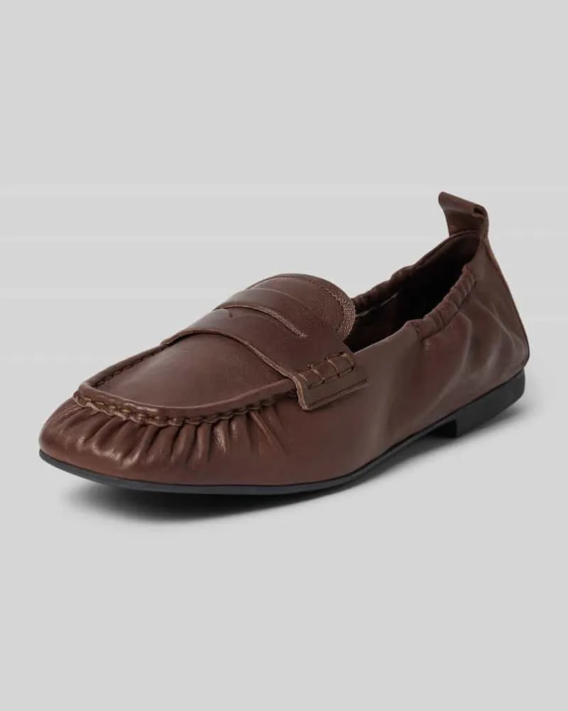 Copenhagen Loafer aus echtem Leder mit glatter Sohle Mittelbraun