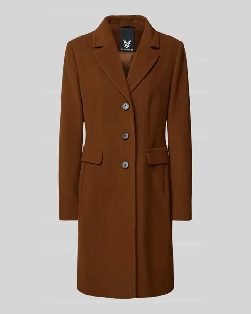 Fuchs Schmitt Wollmantel mit Kaschmir-Anteil und Pattentaschen Cognac