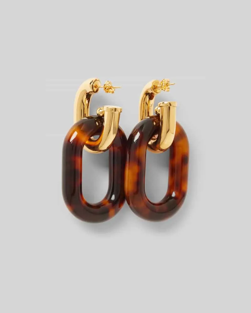 Paco Rabanne Ohrstecker in Gliederketten-Optik Mittelbraun