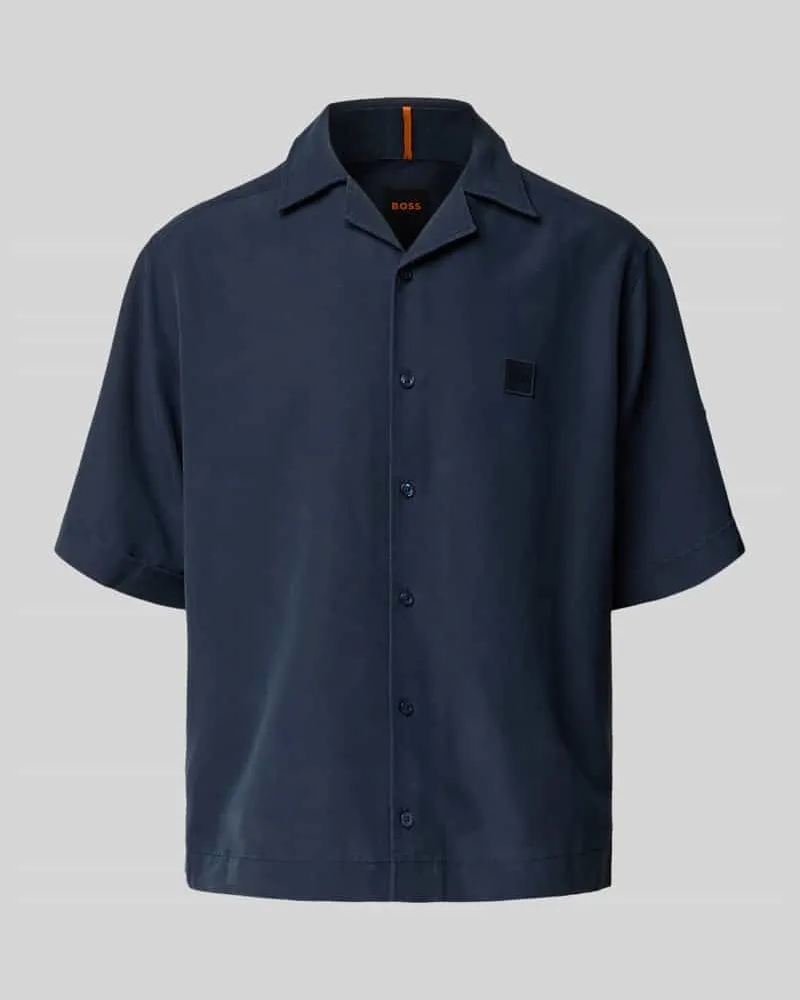 HUGO BOSS Relaxed Fit Freizeithemd Lyocell-Mix Modell 'LAPISY Marine