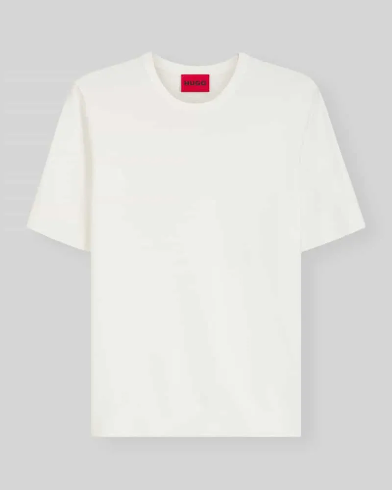 HUGO BOSS Slim Fit T-Shirt aus Feinstrick Modell 'SAN CARL-CV Weiss