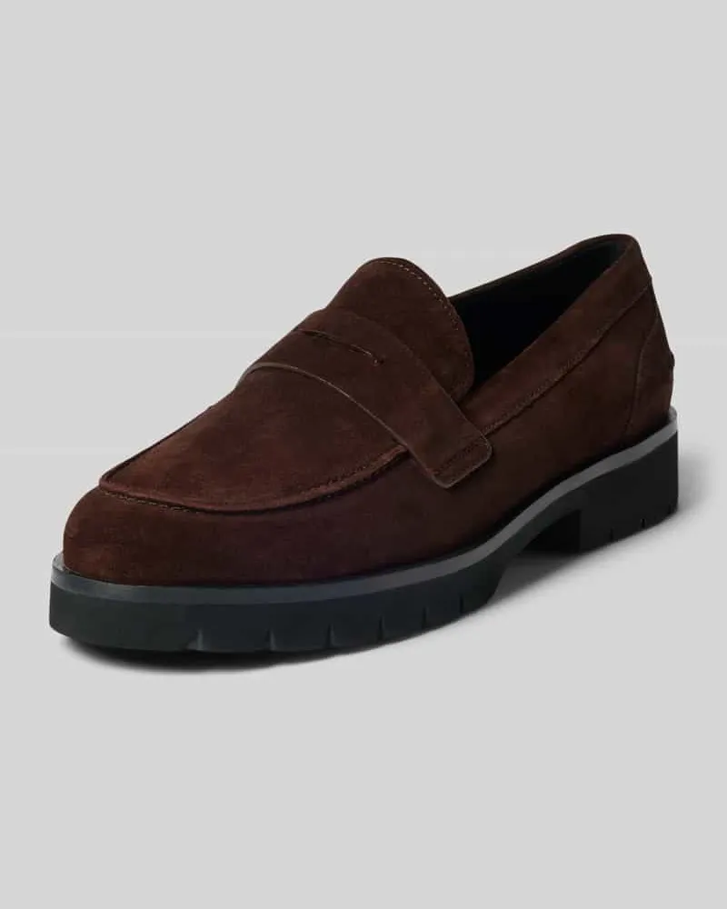 Högl Loafers aus Velours mit profilierter Sohle Dunkelbraun