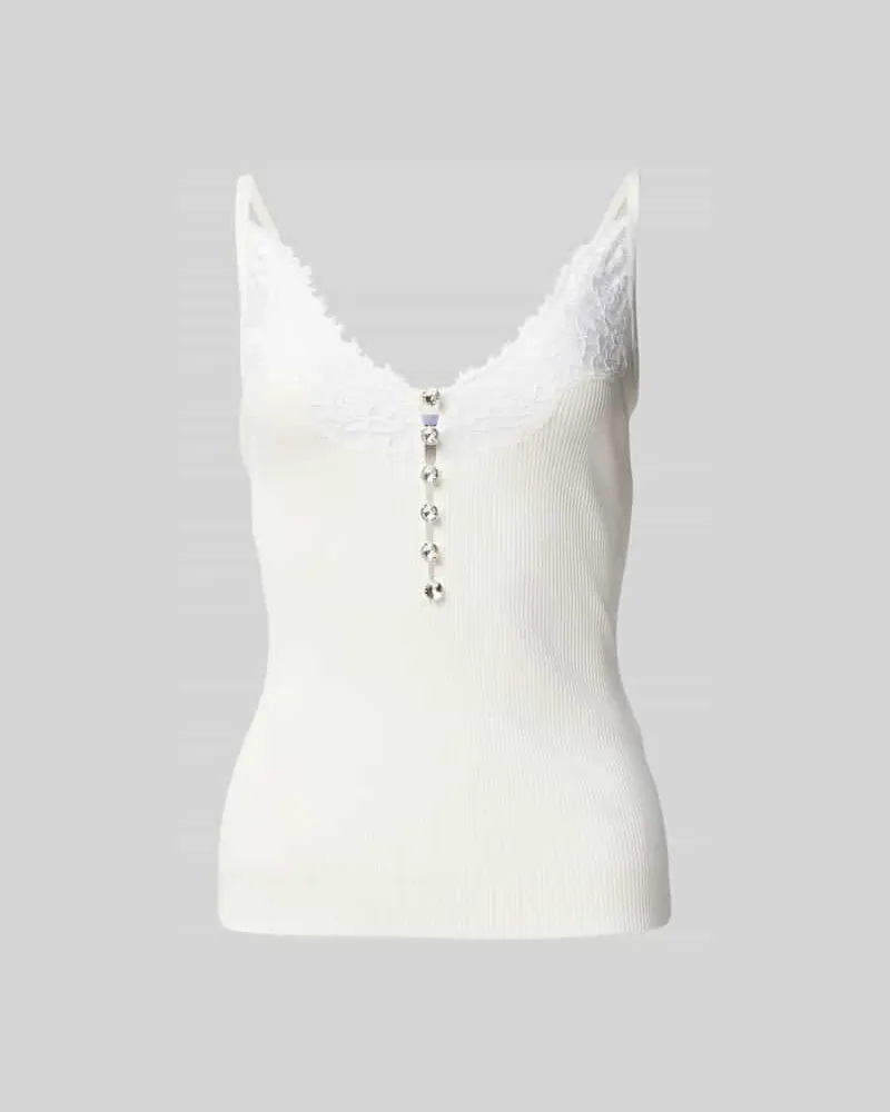 Self-Portrait Top mit Spitzenbesatz Weiss