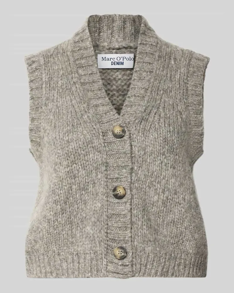 Marc O'Polo Regular Fit Strickweste aus Schurwoll-Mix Hellgrau