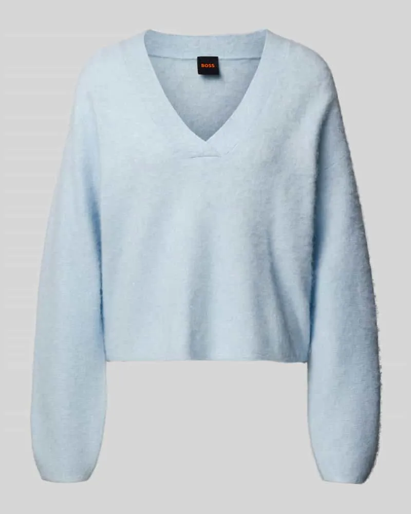 HUGO BOSS Oversized Pullover mit Woll-Anteil Modell 'FITI Hellblau