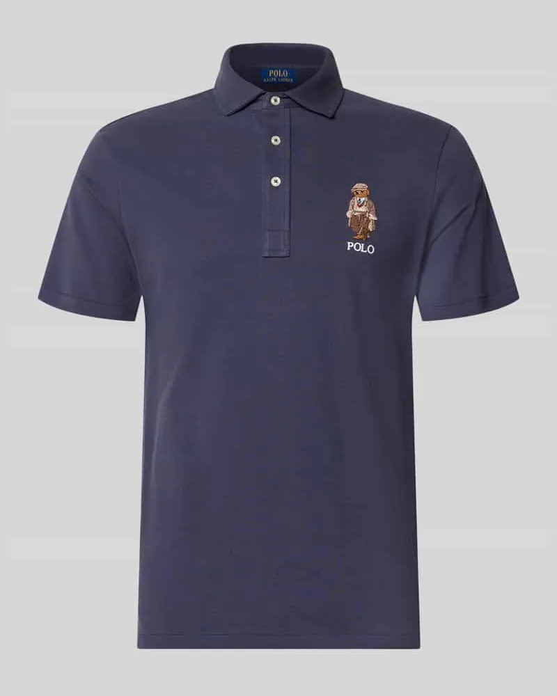 Ralph Lauren Custom Slim Fit Poloshirt mit Stitching Rauchblau