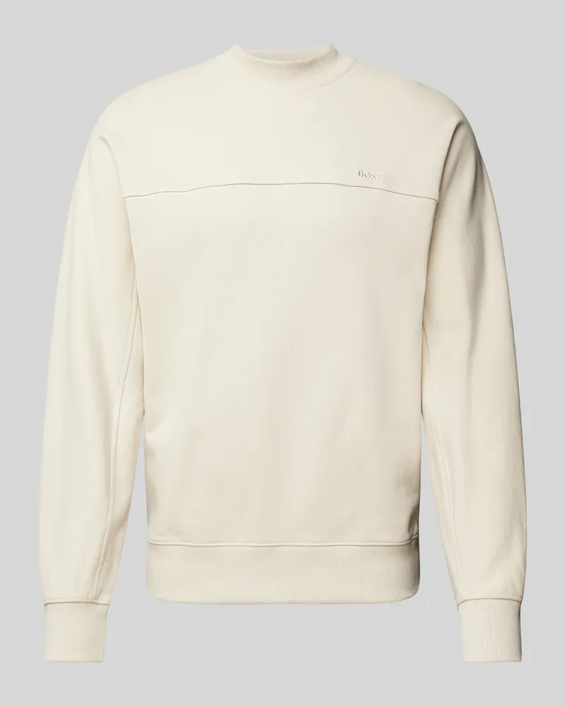 HUGO BOSS Longsleeve mit Label-Stitching Modell 'We_Natural Offwhite