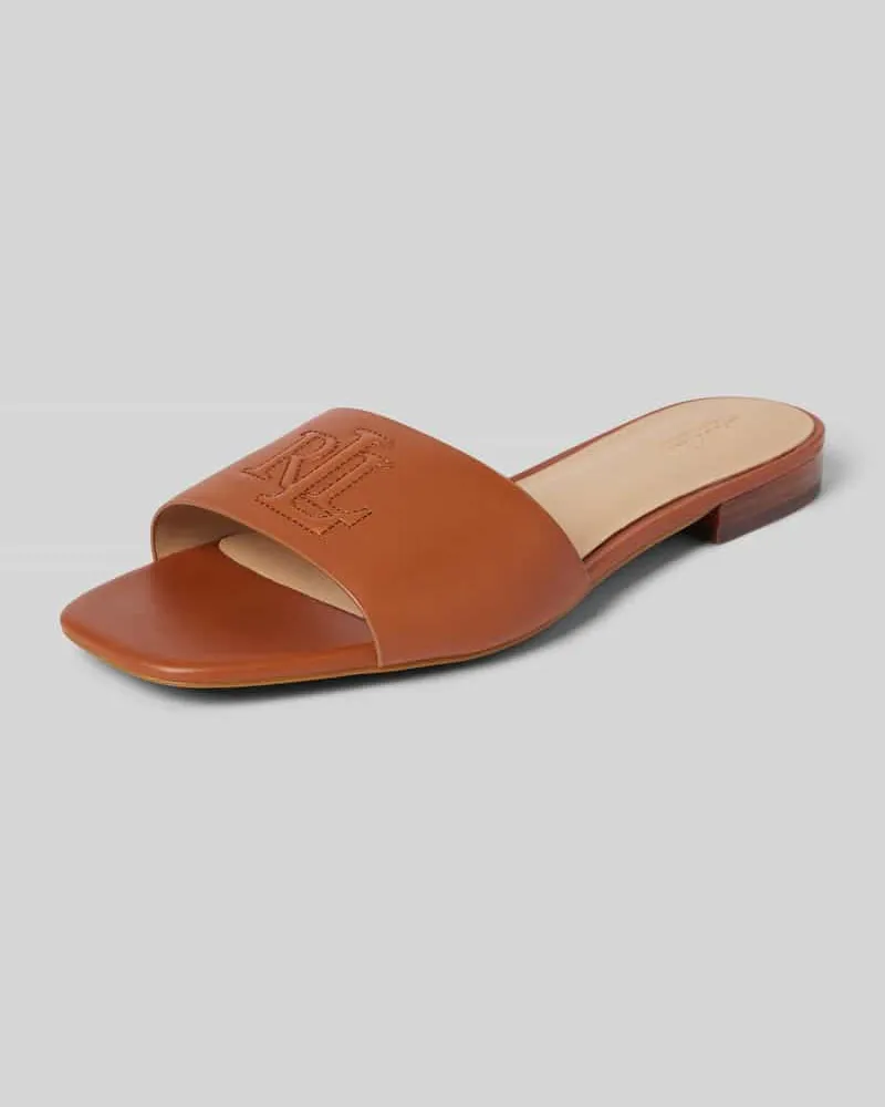 Ralph Lauren Slides mit Label-Stitching Modell 'EVERLEY Cognac