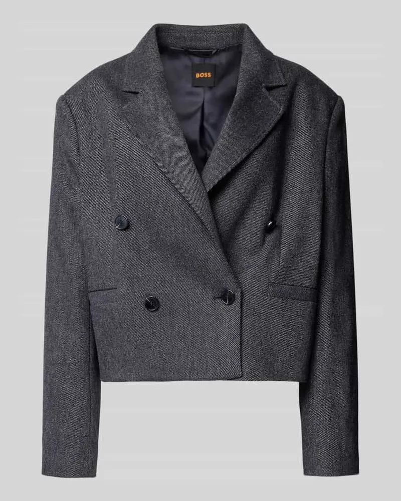 HUGO BOSS Boxy Fit Kurzblazer mit Wollanteil Modell 'JAFLENI Dunkelblau