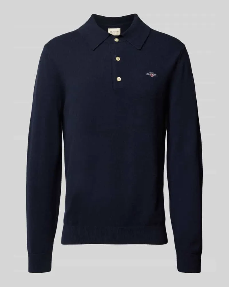 Gant Strickpullover mit Kentkragen Dunkelblau