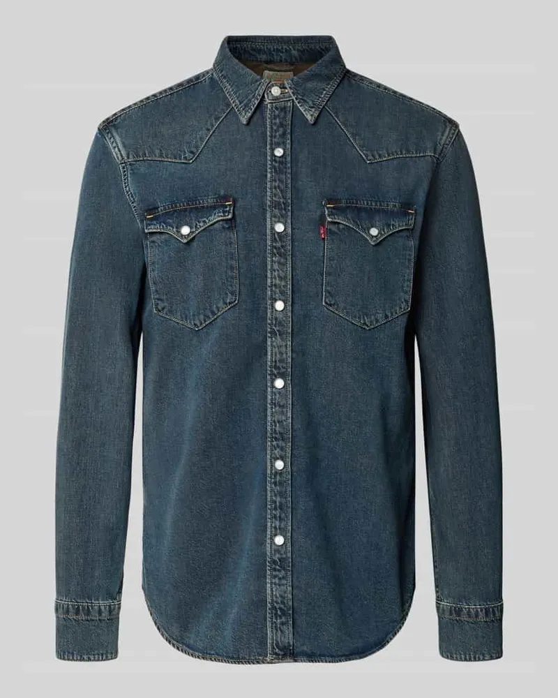 Levi's Regular Fit Jeanshemd mit Brusttaschen und Label-Detail Dunkelblau
