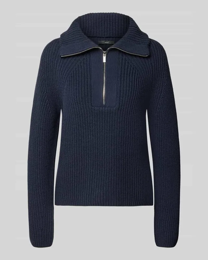 Oui  Regular Fit Troyer aus Baumwoll-Mix Marine