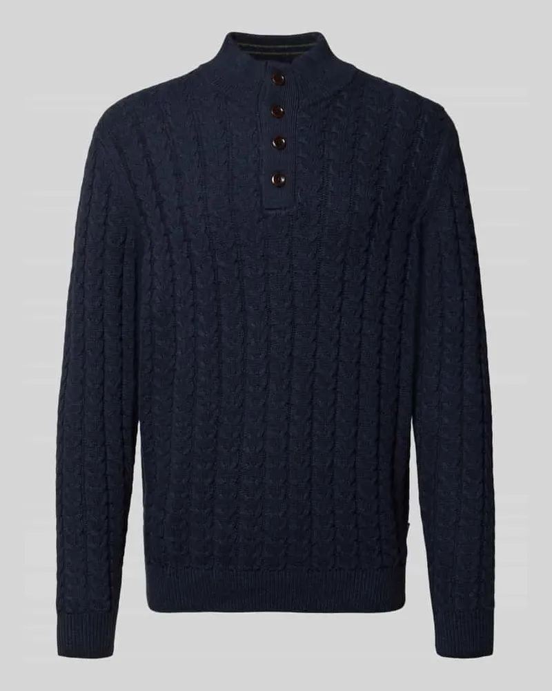 Fynch-Hatton Strickpullover mit gerippten Abschlüssen Marine
