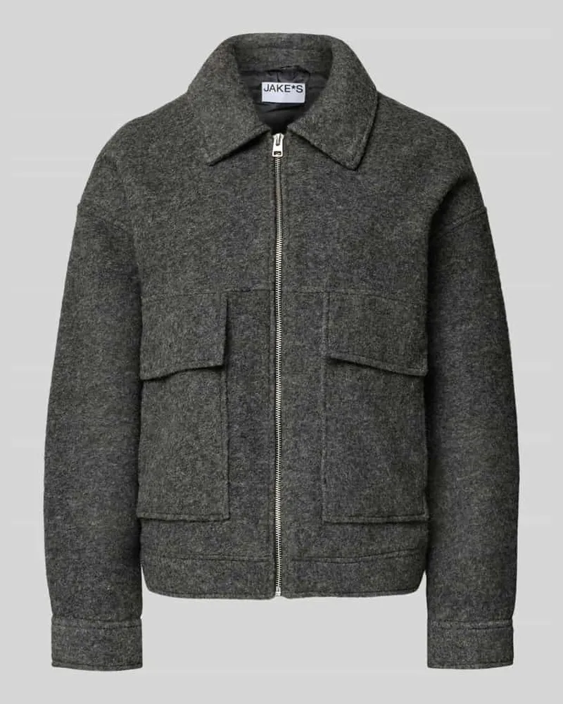 JAKE*S Jacke mit Umlegekragen Mittelgrau