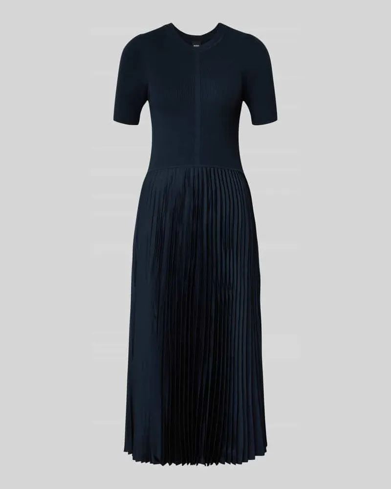 HUGO BOSS Figurbetontes Midikleid aus Viskose-Mix Modell 'FADRIDI Marine