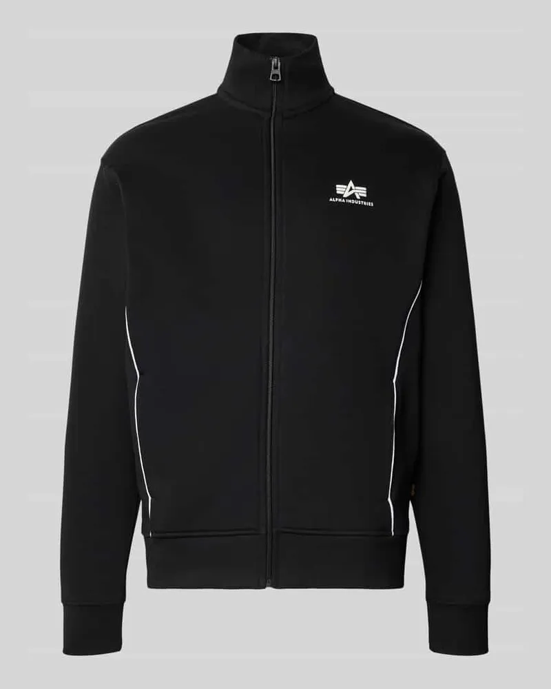 Alpha Industries Sweatjacke mit Logo und Stehkragen Black
