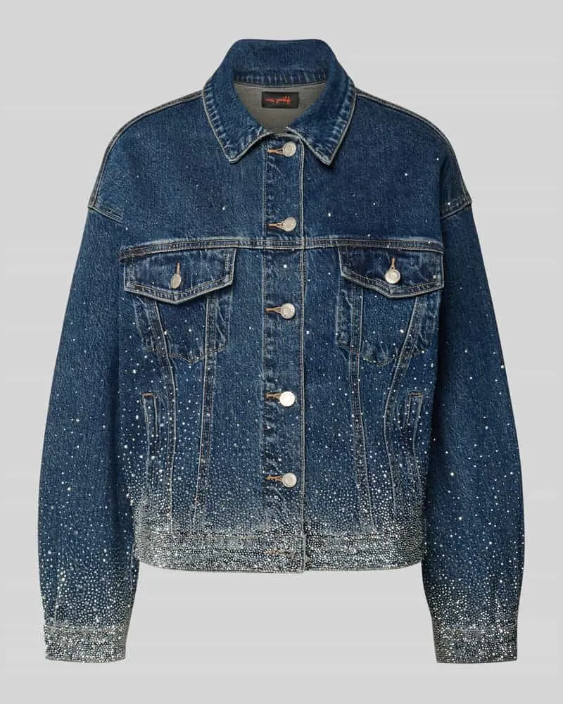 Miss Goodlife Jeansjacke mit Ziersteinbesatz Jeansblau