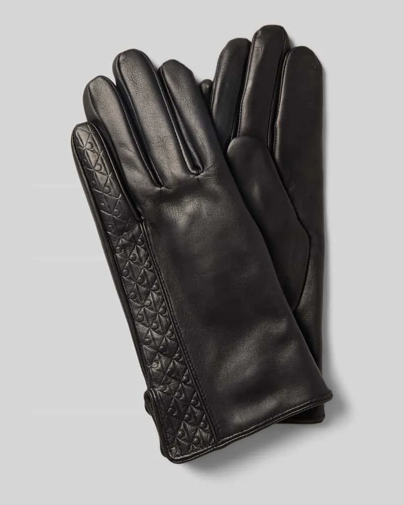 Calvin Klein Handschuhe in Leder-Optik mit Woll-Anteil Modell 'Paneled Black
