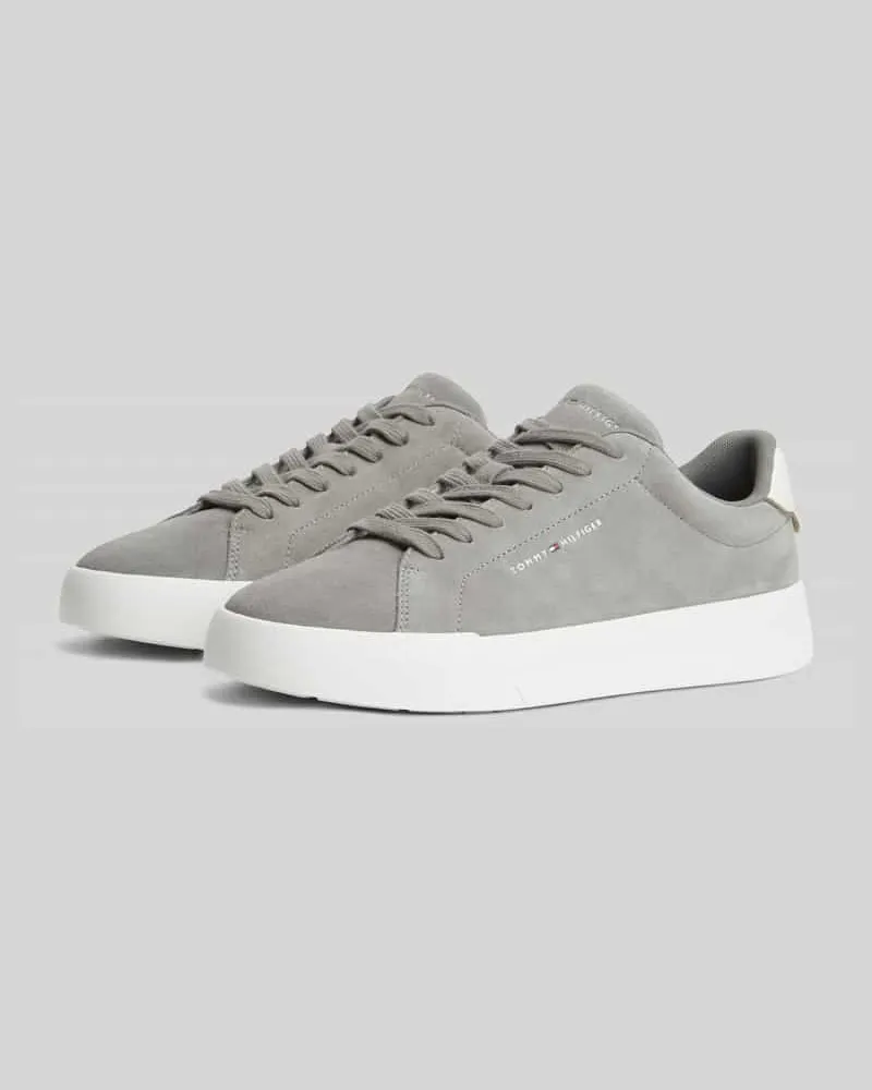 Tommy Hilfiger Sneaker aus echtem Leder mit Label-Schriftzug Hellgrau