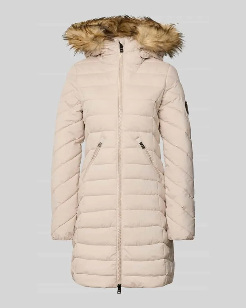 Superdry. Regular Fit Steppmantel mit Kunstfellbesatz Modell 'Fuji Sand