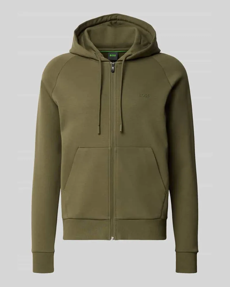 HUGO BOSS Sweatjacke mit Kängurutasche Modell 'Saggy Dunkelgruen