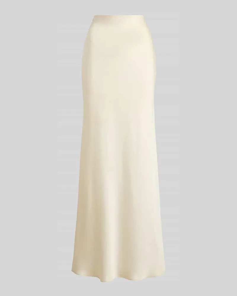 Ralph Lauren Ausgestellter Maxi-Rock aus Satin Ecru
