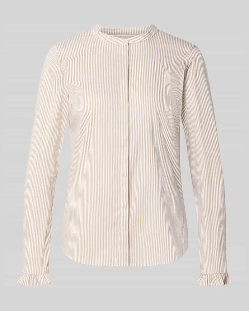 Mos Mosh Bluse mit Mao-Kragen und Rüschenärmeln Modell 'Mattie Mittelbraun