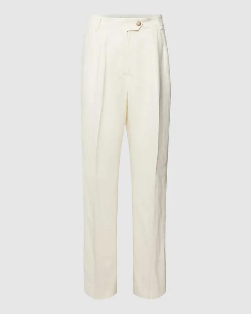 Tommy Hilfiger Leinenhose mit Knopf- und Reißverschluss Modell 'ELEVATED Ecru