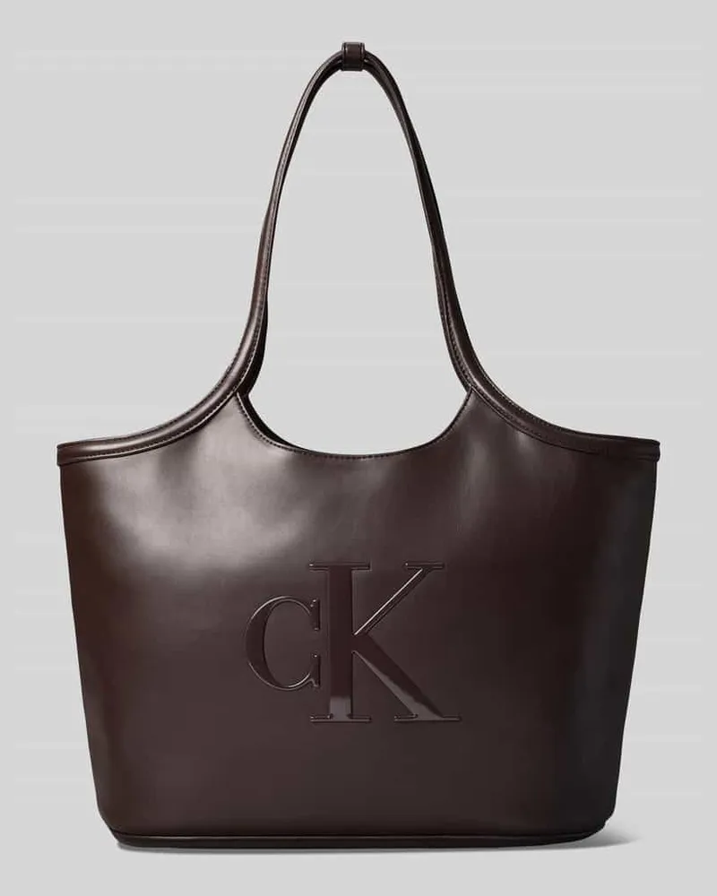 Calvin Klein Shopper mit Logo-Prägung Dunkelbraun