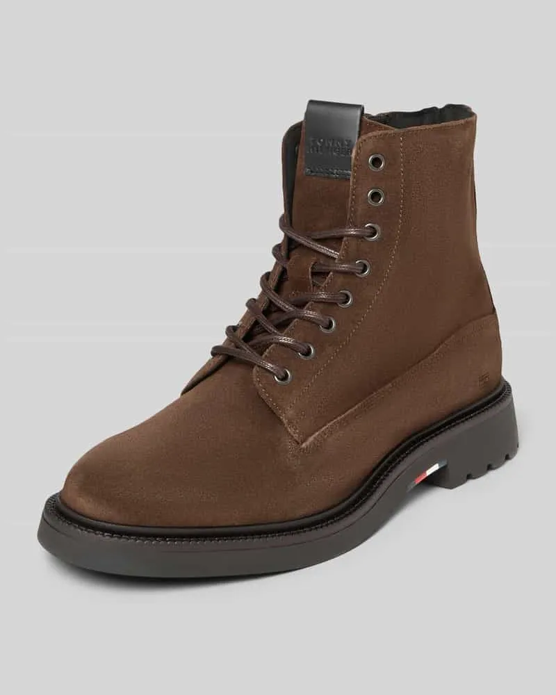 Tommy Hilfiger Schnürstiefel aus Wildleder Mittelbraun