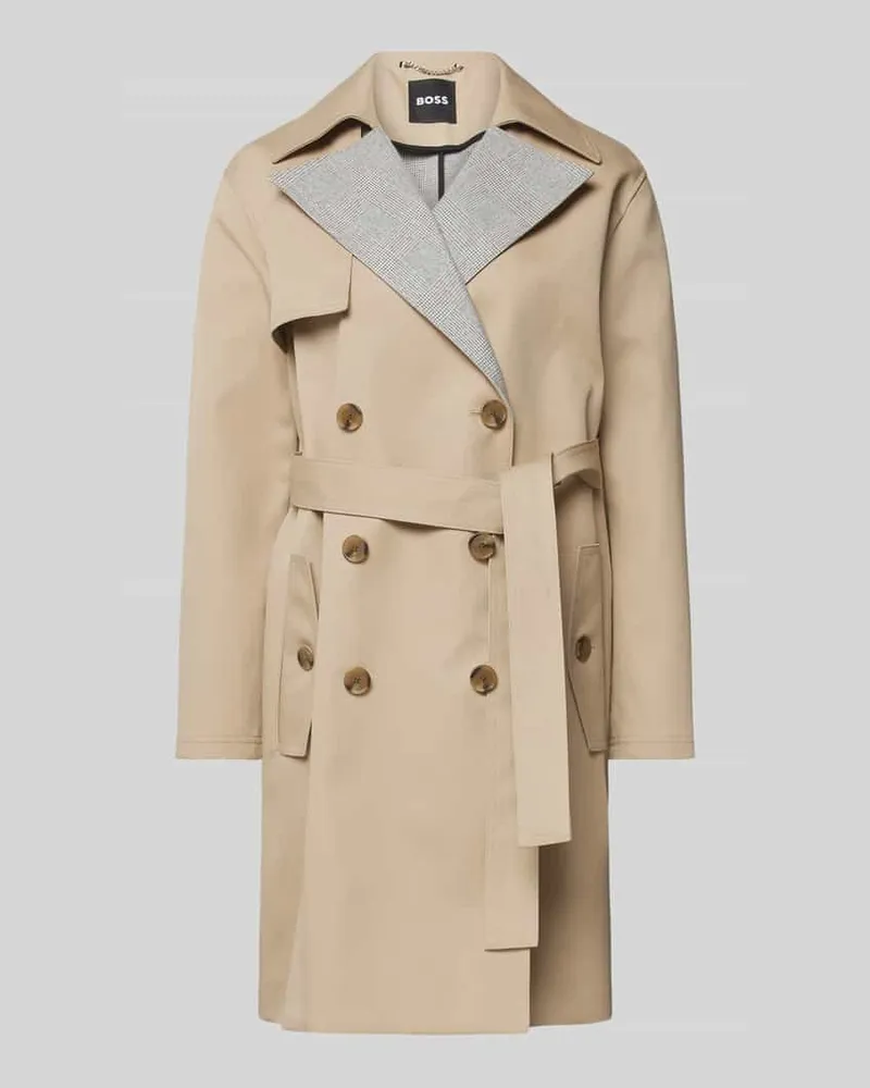 HUGO BOSS Trenchcoat mit Bindegürtel Modell 'Cifena Camel