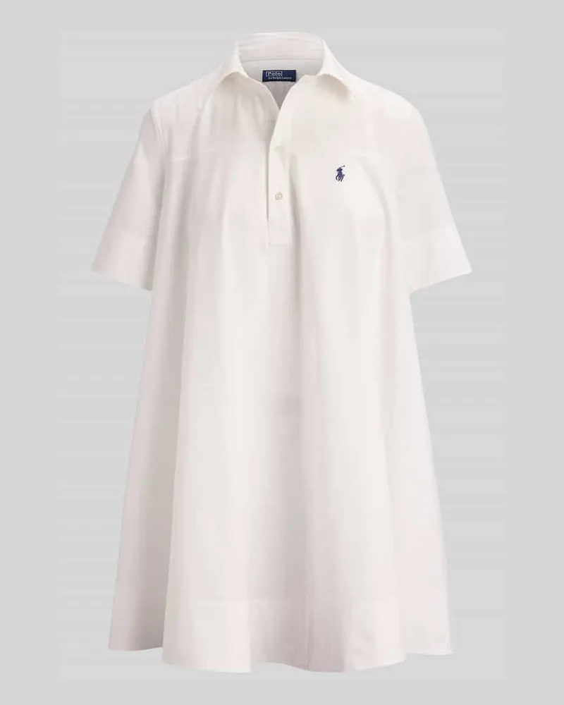 Ralph Lauren Ausgestelltes Kleid aus reiner Baumwolle mit Logo-Stitching Weiss