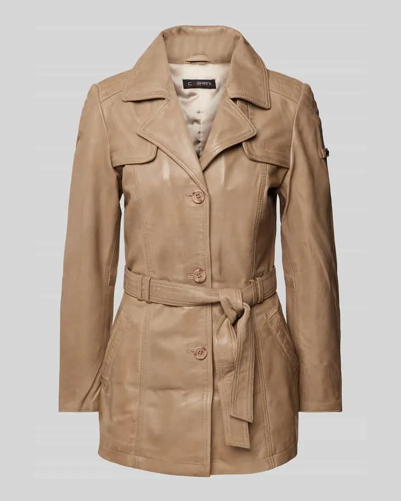 CABRINI Lederjacke mit Bindegürtel Offwhite