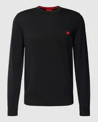 HUGO BOSS Strickpullover mit Label-Stitching Modell 'Cassius Black