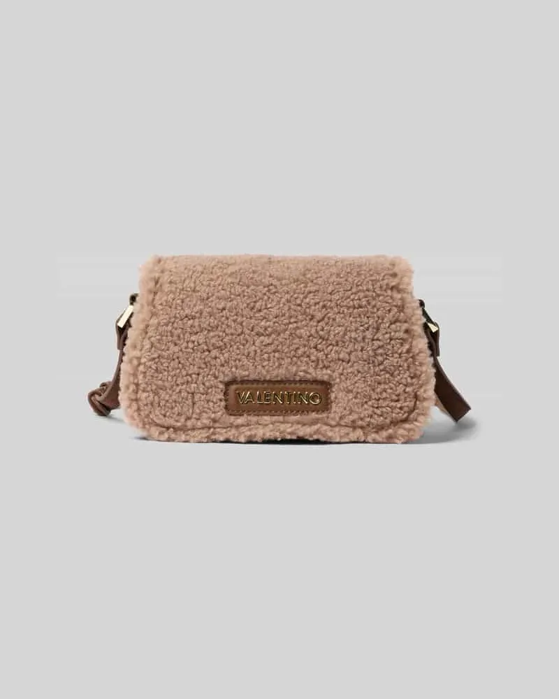 Valentino Bags Umhängetasche mit Teddyfell-Klappe Modell 'ICELAND Mittelbraun