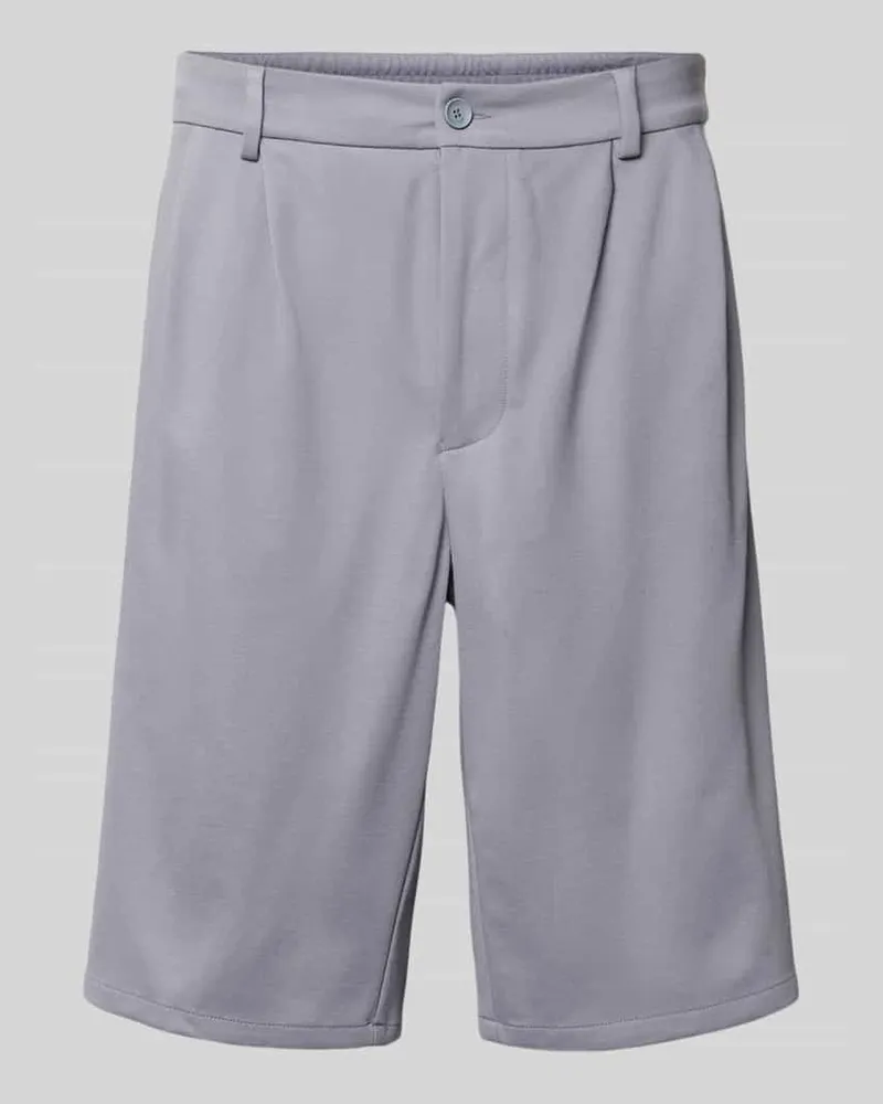 HUGO BOSS Relaxed Fit Bermuda aus Viskose-Mix Modell 'SH_UNION PLEAT Rauchblau