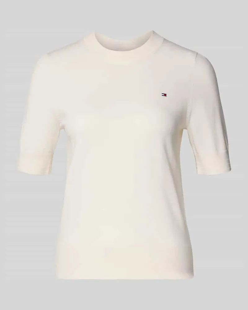 Tommy Hilfiger Regular Fit Strickpullover aus Baumwoll-Mix Ecru