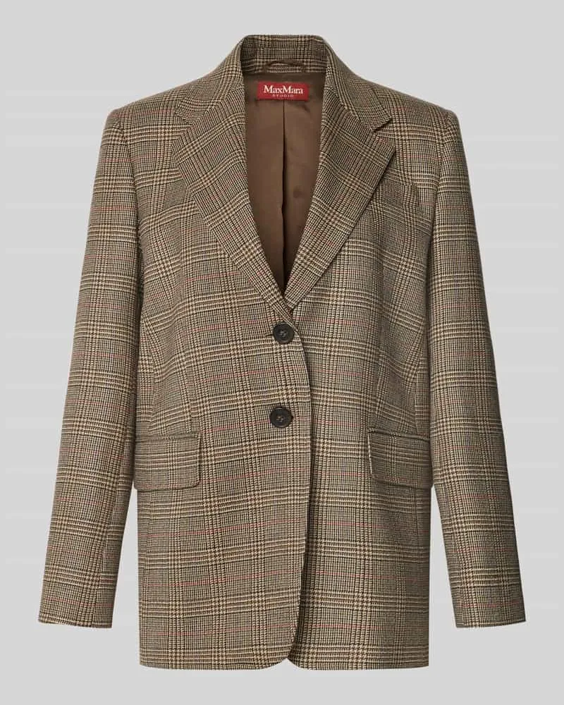 Max Mara Regular Fit Longblazer aus reiner Schurwolle Modell 'TALCA Mittelbraun