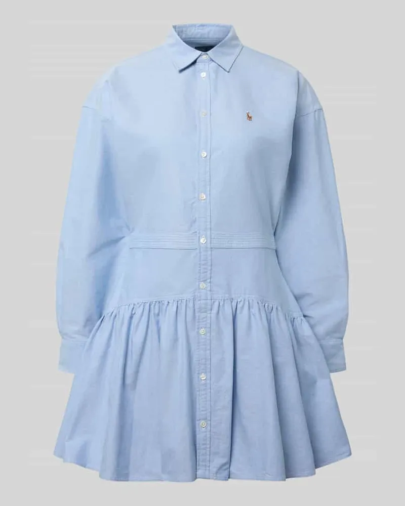 Ralph Lauren Tailliertes Blusenkleid aus reiner Baumwolle Hellblau
