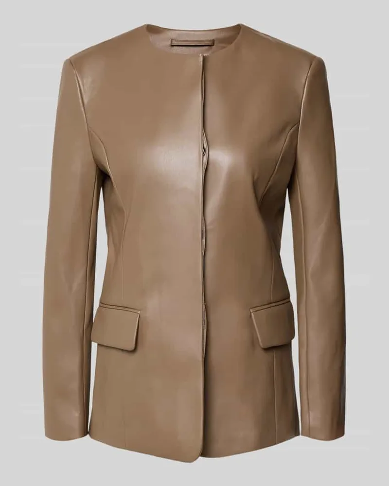 STAND Slim Fit Jacke in Leder-Optik Modell 'Doma Mittelbraun