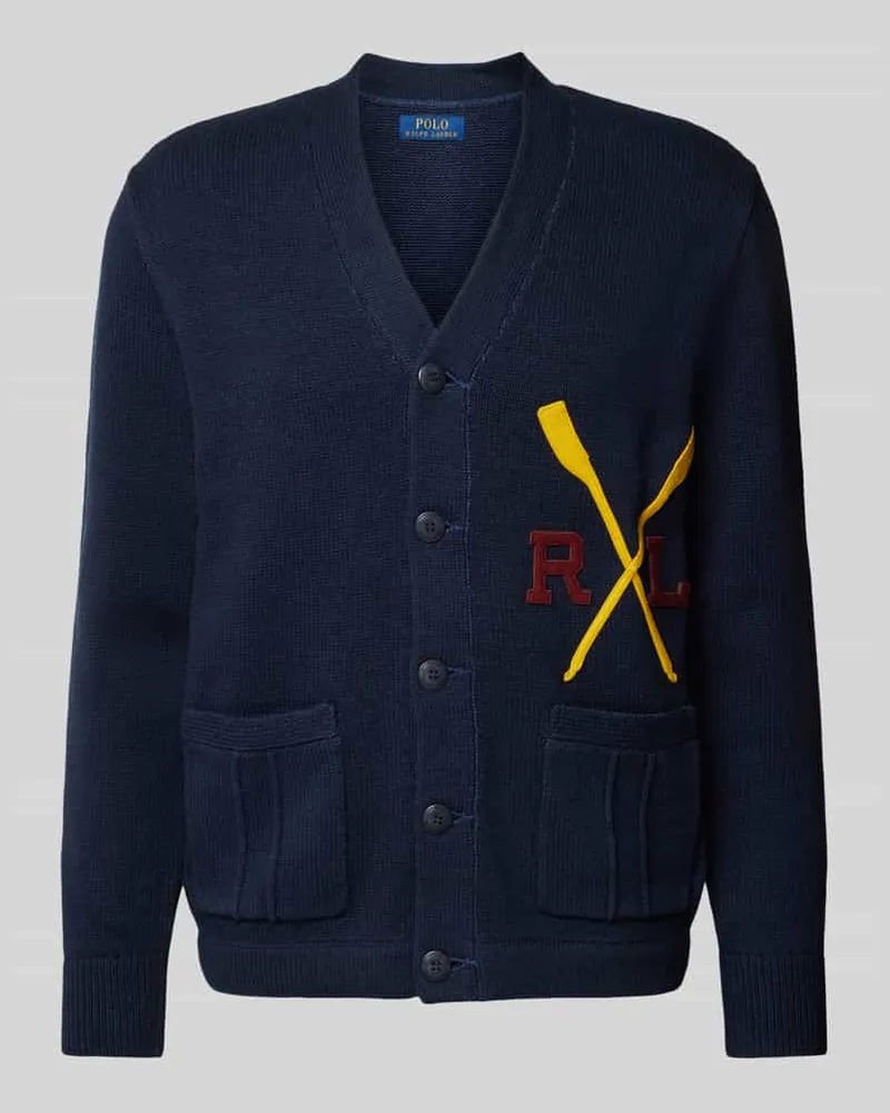 Ralph Lauren Strickcardigan mit Label-Patch Marine