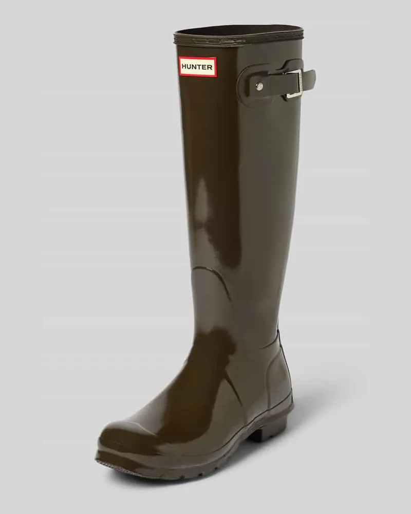 Hunter Gummistiefel mit verstellbarer Schnalle und Label-Detail Dunkelbraun