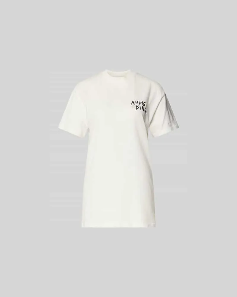 Anine Bing T-Shirt mit Label-Print Ecru