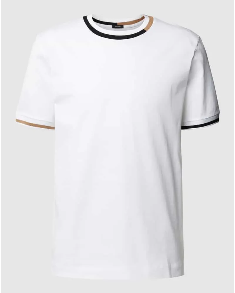 HUGO BOSS T-Shirt mit labeltypischen Kontraststreifen Modell 'Thompson Weiss