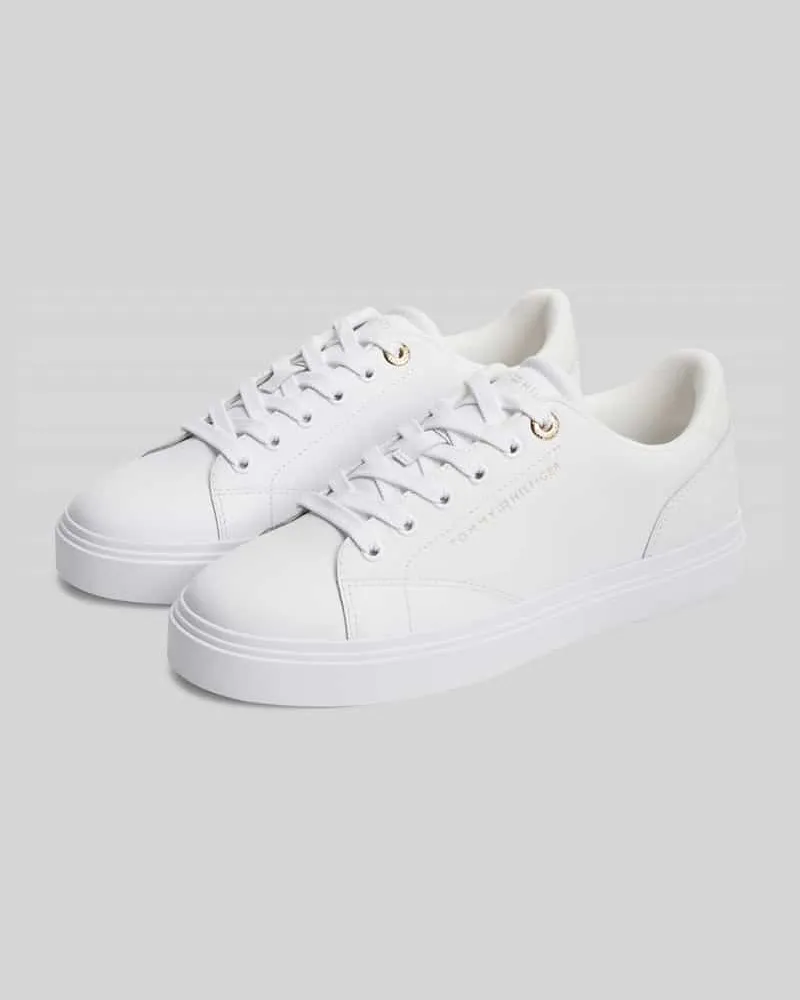 Tommy Hilfiger Sneaker aus echtem Leder mit Logo-Detail Weiss